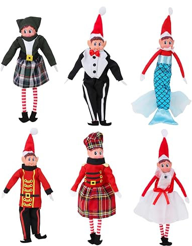Toyland® Weihnachtselfen-Kleiderpaket – 6 Outfits Enthalten – Weihnachtsspielzeug