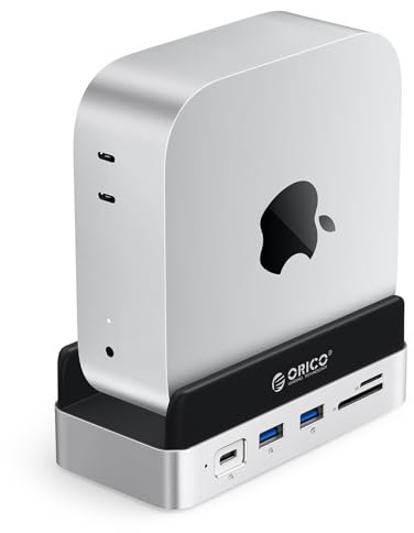 ORICO VSP10 MiniDock y Soporte para Mac Mini M4/M4 Pro, con SSD Interno No Extraíble de 4TB, hasta 1000MB/s, 9 Puertos con USB A/C 3.2, HDMI 2.0, RJ45, PD 100W, SD/TF, 2 USB 3.0