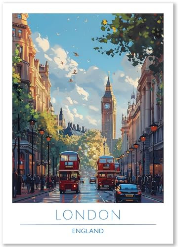 Happymotive – London Poster Deko Schlafzimmer | Wanddeko & Wandbilder Wohnzimmer | Aesthetic Room Decor | Bilder & Kunstdrucke in A2 40x60, A3 30x40, A4 20x30 300g Papier ohne Rahmen