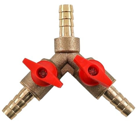 1PC 8mm/10mm/12mm Y Type Hose Barb Three 3 Way Brass Shut Off Ball Valve Pipe Fitting Connector Adapter for Fuel Gas Water Oil Air(10mm)