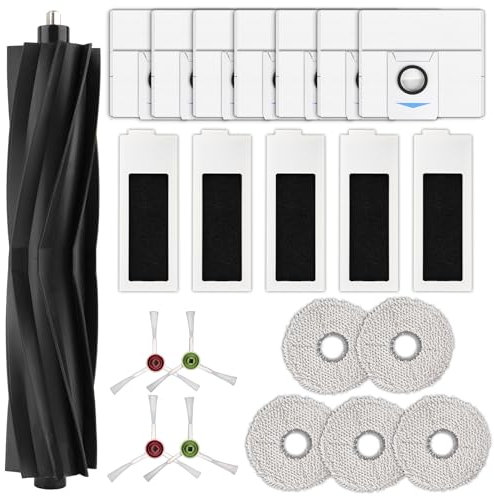 22 Pièces T20 Omni Pièces de Rechange pour Aspirateur Robot ECOVACS DEEBOT T20e Omni/ T20 Max/ T20 Pro, 1 Brosse Rotative, 4 Brosses Latérales, 7 Sacs à Poussière, 5 Filtres, 5 Lingettes de Nettoyage