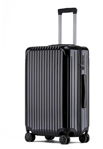 yuweijie Valigia grande con coque in 100% PC. Valigia Trolley con 4 Ruote Doppie Girevoli e Lucchetto TSA Integrato(XL-77 cm, Nero, 100L)