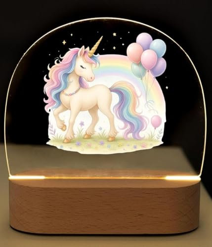 Bärenfreunde personalisiertes Nachtlicht für Babys, Nachttischlampe für Kinderzimmer, Babyzimmer, Nachttisch optional mit Akku und Fernbedienung als Geschenk für Kinder (Einhorn Luftballons)