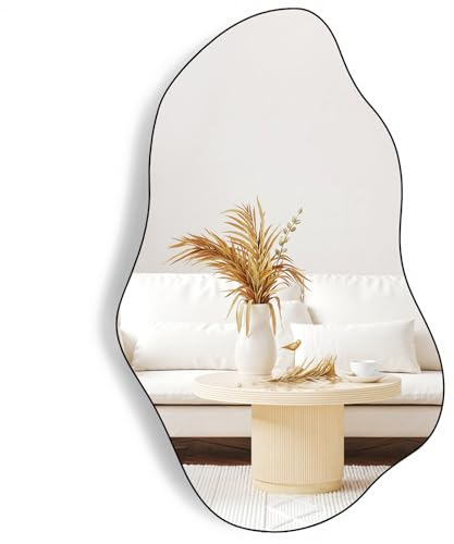 ZENIDA Frameless Bathroom Mirror, 80x50 cm Irregular Wall Mirror for Living Room Bedroom Entryway Decor, Oval
