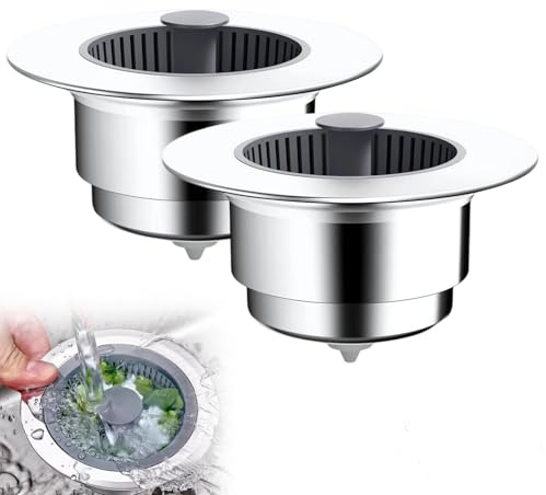Sink Strainer, 3 in 1 Kitchen Sink Drain Strainer, Stainless-wrap Shell, Anti-Clogging, Universal Sink Strainer (2)