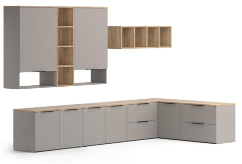 Vicco Wohnwand Wido Greige | 9 Teile, kombinierbar mit weiteren Elementen der Wido-Serie