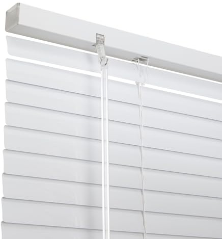Warmiehomy Aluminium Venetian Blinds for Windows, Venetian Window Blinds 60 * 130cm, 25mm Slat, Easy Fit Trimmable Fitting White Window Shutters, Light Filtering & Privacy Control for Home Office