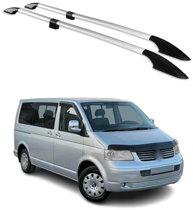 OMAC Dachreling für VW T5 T6 T6.1 Transporter alle 2003-24 L1 Kurzer 2X | Aluminium, Silber, Relingträger, fahrzeugspezifisch