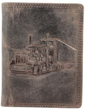Akzent Geldbörse für Herren aus Leder in Braun, Geldbeutel mit Druckknopf in 9 x 12 x 2 cm