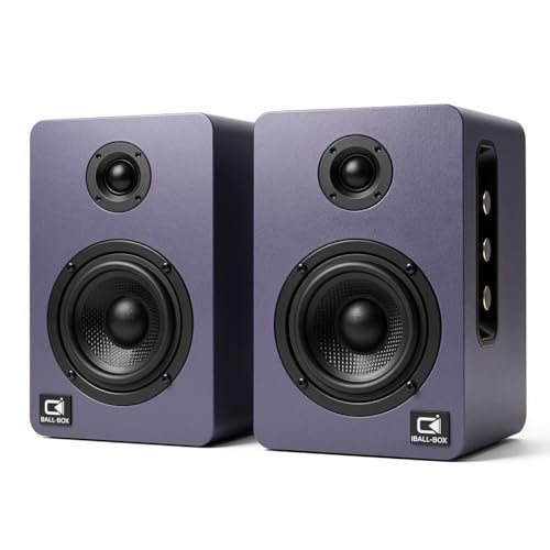 IBALL·BOX H1 Powered Bookshelf Speakers, 60W, Bluetooth 5.3, USB-C DAC | Carbon-Fiber Woofer, Silk-Dome Tweeter, 24-Bit Optical/USB-C/AUX, Bass/Treble Control, PC/Mac/TV Compatible