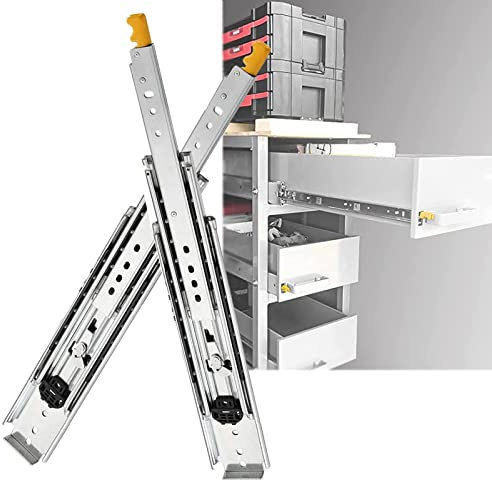 Heavy Duty Drawer Slides with Lock, 450 lb Capacity Metal Runners for Cabinets, Industrial Drawers and Shelves, 1250mm Slide Rail System