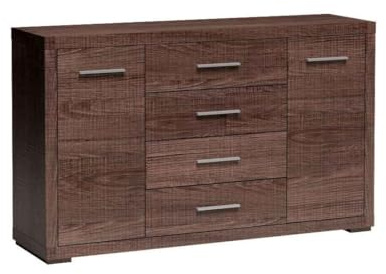Masseno Kommode Salerno 148 cm Sideboard mit 4 Schubladen und 2 Türen für Wohnzimmer Schlafzimmer Modern 148x40,5x91 cm Braun