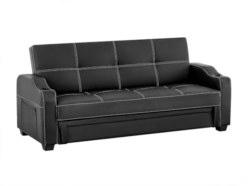 Vente-Unique - Schlafsofa 3 Mirella - Kunstleder - schwarz
