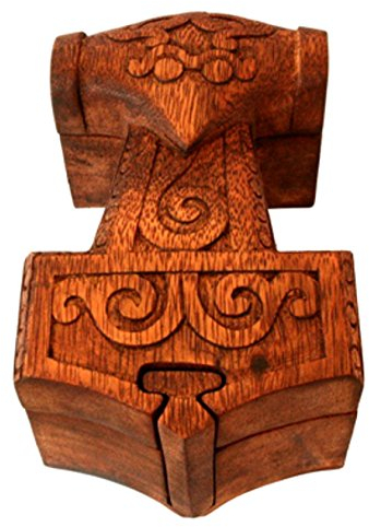 Thors Hammer - Schonenhammer (Schmuckdose aus Holz) | Mjölnir Zauberdose | Schmuckkasten