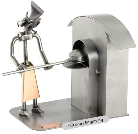 Steelman24 Schraubenmännchen Bäcker mit Gravur Option | Made in Germany,Handarbeit,Geschenkidee,Stahlfigur,Metallfigur