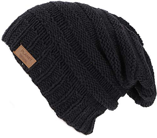 GURU SHOP Baumwoll Beanie, Handgestrickte Dread Head Mütze, Nepalmütze - Schwarz, Herren/Damen, Baumwolle