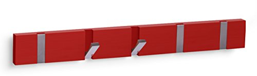 5er Hakenleiste rot Holz Alu Haken Garderobe Wandgarderobe Wandhaken