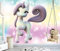 Vlies Tapete Fototapete Kinderzimmer Einhorn lila türkis Sterne Farbe color, Größe 200 x 150 cm