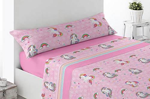 Energy Colors Textil - Hogar - Atlanta - Juego Sábanas Estampada Infantil Cama 90 Verano Microfibra (Unicornios)