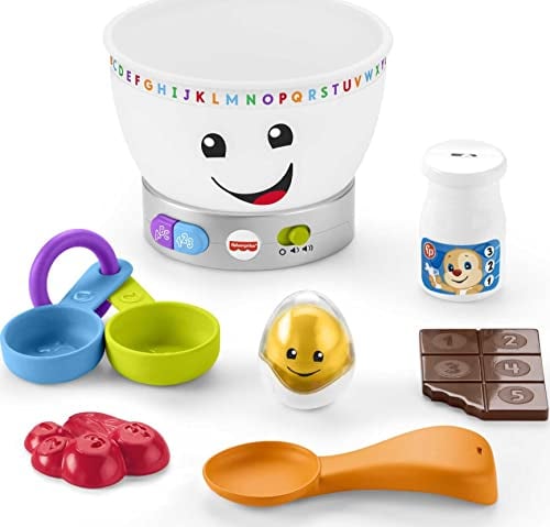 Fisher-Price Laugh & Learn GJW20 Jouet d'apprentissage pour bébé Bol à mélanger Les Couleurs Magiques avec Musique et lumières pour Enfants de 6 Mois et Plus