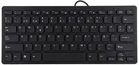 ASHATA Mini Clavier Filaire 78 Touches Clavier d'entreprise Espagnol Ultra-Mince Interface USB Portable Clavier Silencieux pour Ordinateur de Bureau