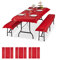 Relaxdays 12 x Bierzeltgarnitur Auflage, 4 Biertisch Tischdecken 250x100cm, 8 Bierbankauflagen 250x55cm, Outdoor, abwaschbar, rot