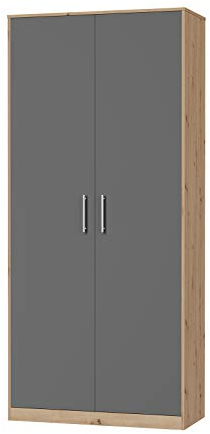 SMARTBett Schrank Kleiderschrank Aktenschrank 100 cm Wildeiche/Anthrazit