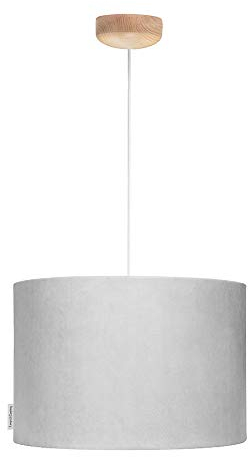 LAMPS & COMPANY Deckenleuchte Kinderzimmer, grau Lampenschirm Samt rund 35 cm, Samtlampe Lampe Kinderzimmer Mädchen und Jungen, ideal für Babyzimmer Deko und Jugendzimmer Deko Mädchen 5901122223115