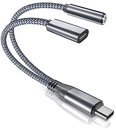 RUXELY USB Typ C zu 3,5mm Kopfhörer Adapter mit Ladebuchse,2 in 1 DAC 1/8 Klinke Audio Aux Adapter und Laden für iPhone 15,iPad 10 Pro Air 4 5 Mini 6,Samsung Galaxy Z Flip5,A54,S23,A53 A33 S23 S22