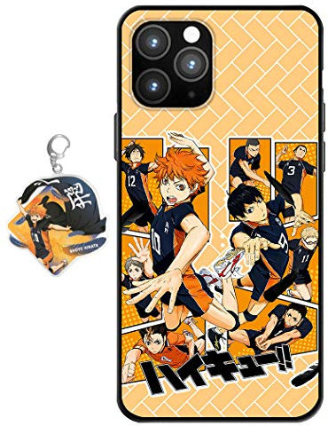 Compatible with iPhone 12 Pro Max Case Anime Design [With Figure Keychain], Soft Silicone Flexible TPU Volleyball Animation Phone Case for iPhone 12 Pro Max