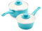 GreenLife Soft Grip Healthy Ceramic Nonstick, 1QT and 2QT Saucepan Pot Set with Lids, PFAS-Free, Dishwasher Safe, Caribbean Blue