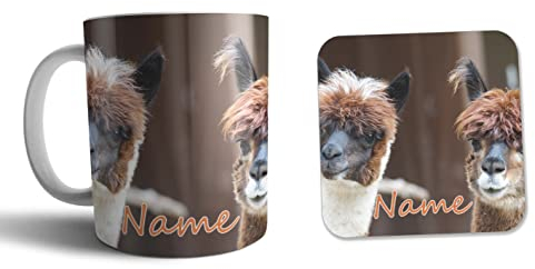 AK Giftshop Personalised Mug and Coaster Set - Alpaca - Gift - Birthday - Christmas - Stocking Filler - Secret Santa