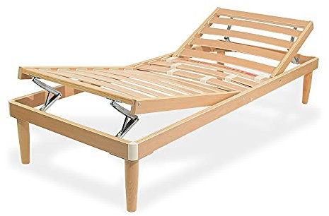 SomnusSana Rete Ortopedica in Legno di Faggio 80x190 Singola Alta 37cm 13 doghe Alzata Testa Piedi