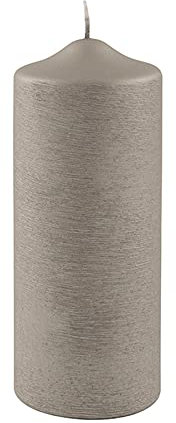 Fink [BR] Candle, gebürstet metallic Stumpenkerze, Paraffin, Stein, L. 8 cm, B. 8 cm, H. 20 cm, D. 8 cm