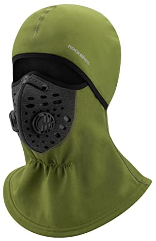 ROCKBROS Sturmhaube Herren Fahrrad Motorrad Halswärmer Ski Winter Balaclava Winddicht Anti-Staub Grün