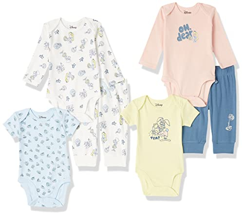 Amazon Essentials Disney | Marvel | Star Wars Unisex Babies' 6-Piece Outfit Set, Pack of 6, Alice Tea Party, 18 Months