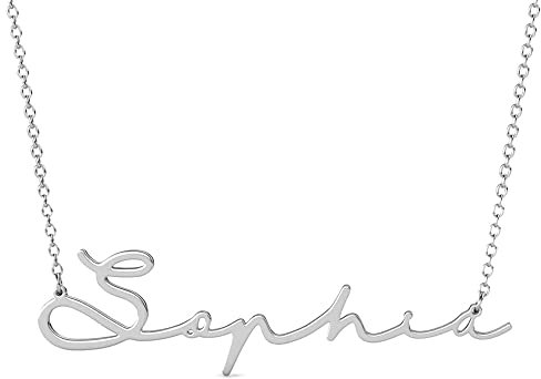 Remo Gammella Collana Personalizzabile Nome Firma Rollo. Collana Nome in Argento 925% bagnato in Oro Bianco, Giallo o Rosa. Altezza Nome 12 mm. Lunghezza 40 cm (nome escluso) (Argento)