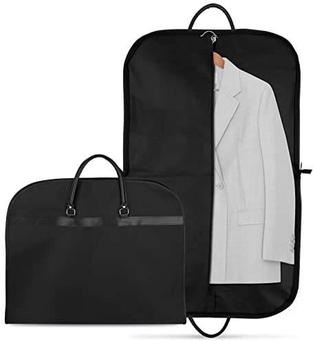 Anzugtasche 60 x 100 cm Faltbar Premium Kleidertasche Atmungsaktiver Kleidersack Anzug mit Tragegriff Reise Kleidersäcke für Anzug Vollkleid mit Reißverschluss Oxford-Stoff (Schwarz)