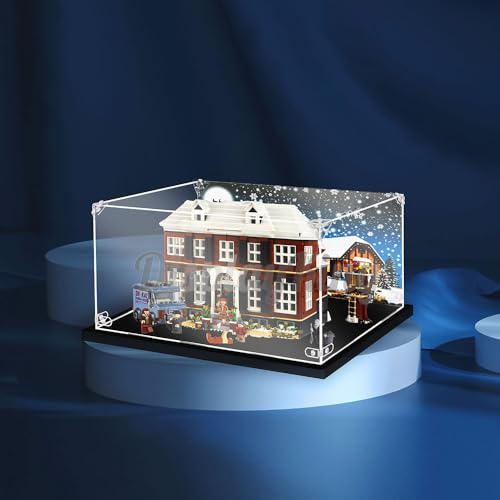 Acryl-Vitrine für Home Alone 21330 (Model-Set ist Nicht im Lieferumfang enthalten) (mit Themen-Hintergrund)