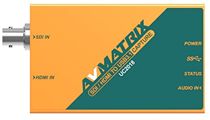 AVMATRIX UC2018 HDMI/SDI Video Capture Card mit USB 3.0 Type-C 1080P 60FPS Unkomprimierte Übertragungsgeschwindigkeit Automatische Eingangssignalerkennung für Live-Streaming