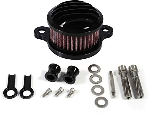 Filtro Aria Moto Kit di Filtro di Aspirazione del Filtro Dell'Aria in Alluminio Filtro Di Aspirazione Dell'Aria Multiapplicazione Motocicletta per XL883 2004‑2015 (Nero)