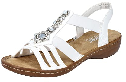 Rieker Femme 60839 Sandale, Blanc, 40 EU