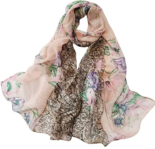FAIRYGATE Seidenschal Damen 100 Seide Chiffon Lange Georgette Seidentuch 100% Seiden-schals Stola 38012