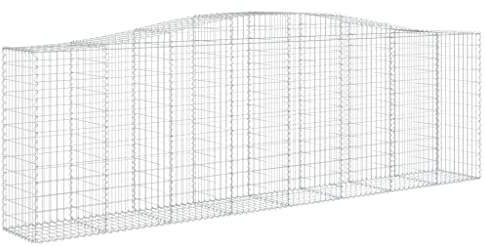 vidaXL Arched Gabion Basket 400x50x120/140 cm Galvanised Iron - Durable and Corrosion-Resistant with Easy Assembly and a Unique Design for Outdoor Decoration