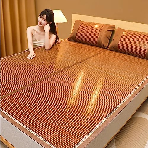 HRXQ Bambusmatte Bett Schlafen Pad, Beidseitig Verwendbar/Atmungsaktiv/Glatt, 120/150/180/200cm Sommer-Schlafmatten Für Büro, Hotel, Mehrzweck-Bambus-Matratzenauflagen (Size : 120x190cm/47x75in)