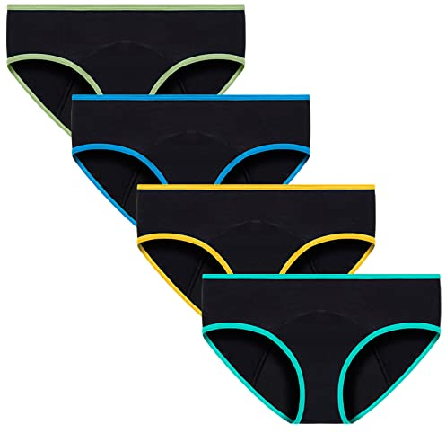 Period Panties Damen: High Waist Periodenunterschwäsche Baumwolle Slipeinlagen Waschbare Slipeinlagen Unterhosen Absorbierend Schwarz Periodenslip Menstruation Unterwäsche Period Panties 4er Pack