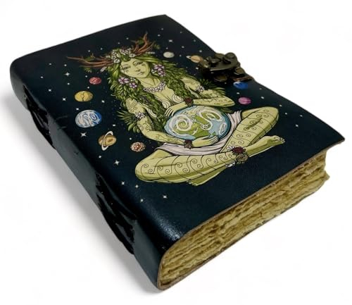 Charmed Spellbook Yule Decorations Decor Leather Vintage journal for women and men Unlined deckle edge paper book of shadows hocus pocus writing notebook diary sketch book gifts for artists Witch