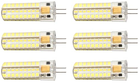 HEEPDD G4 LED-Glühbirne, Schnelle Wärmeableitung, 700 Lm, 72 LEDs, Silikon, G4-Glühbirne, 7 W, 360-Grad-Beleuchtung, 6 Stück, für Tischlampe, für Deckenlampe, für Hängelampe (Weißes