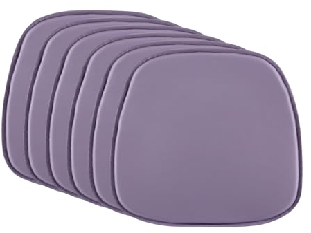 DORAFAIR 6-Pcs Stuhlkissen Leder Eckig Sitzkissen Sitzauflage Gepolstert für Stühle in Haus und Garten, 39 x 38 x 2cm,Grau lila