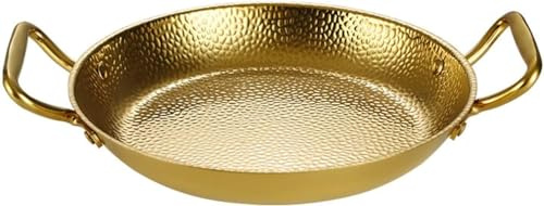 Poêle À Paella Espagnole, Poêle Professionnelle À Double Oreilles En Acier Inoxydable, Batterie De Cuisine Antiadhésive For Les Maisons Ou Les Restaurants [Classe Énergétique A] ( Size : Gold_20cm )